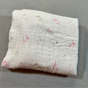 Aden + Anais Cotton Muslin Swaddle Blanket Logo Pink White Baby Soft